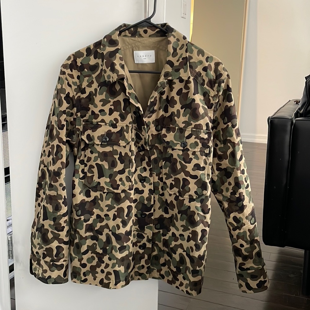 Sandro mens camo button up shirt